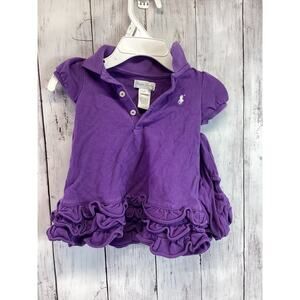Ralph Lauren Baby Girls Puple Dress with Bloomer Collared Size 3 Months Old